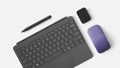A Surface Pro Keyboard, Slim Pen and Arc Mouse.