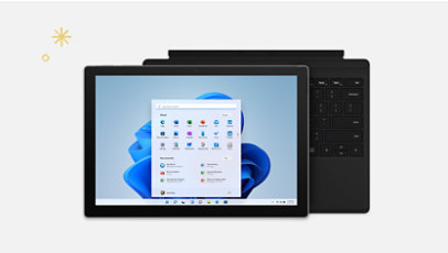 A Surface Pro 7 plus bundled with a Type Cover.