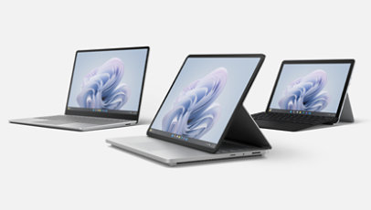 Immagine dei nuovi dispositivi Surface per le aziende: Surface Laptop Studio 2, Surface Laptop Go 3 e Surface Go 4.