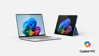 13 inch Platinum Laptop and 12 inch Ocean Surface Pro.