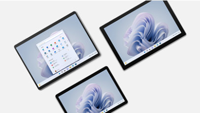 Un Surface Pro 9, un Surface Pro 7+ e un Surface Go 3.