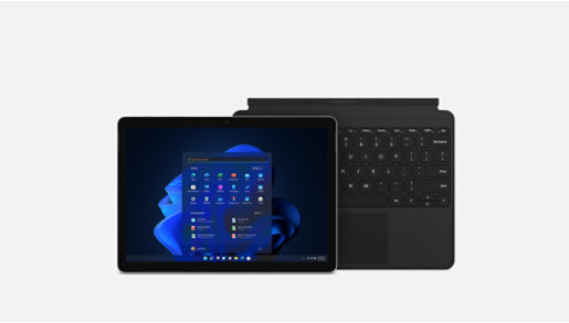 Surface Go 3 for Business -paketti, jossa on Surface Go Type Cover.