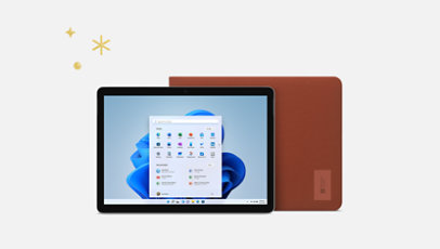 Immagine Surface Go 3 con la Tastiera Surface di colore rosso.