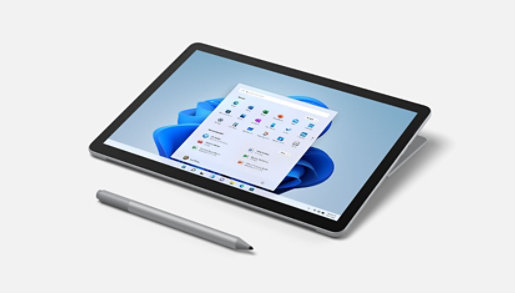 Surface Go 3 as a tablet with a Surface pen.