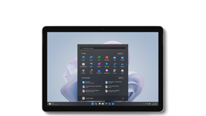 Vista anteriore di un dispositivo Surface Go 4 per le aziende.