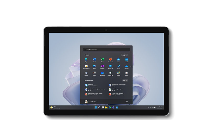 Vista frontal de Surface Go 4 para empresas.