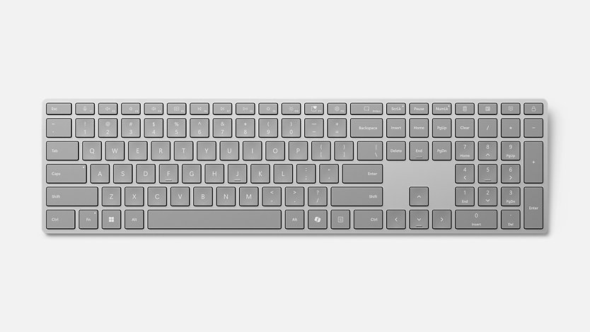 A top-down view of a Surface Keyboard for Business
