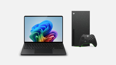 13 Inch Black Surface Laptop beside Xbox Series X Special Edition plus controller.