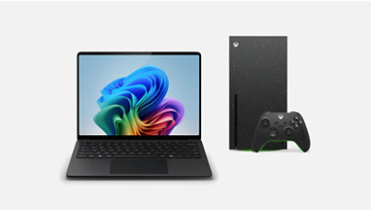 13 Inch Black Surface Laptop beside Xbox Series X Special Edition plus controller.