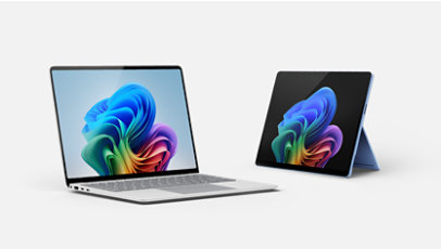Une Surface Pro de 13 pouces et un Surface Laptop Copilot+ PC de 13,8 pouces.