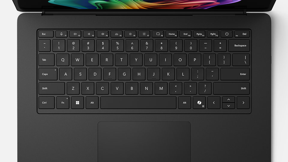 A top-down view of a Surface Laptop for Business, 13.8 and 15-inch (8th Edition) | Intel.