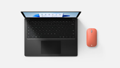 A Surface Laptop 4 and a Microsoft Modern Mobile Mouse.