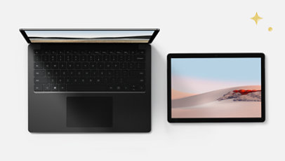 A Surface Laptop 4 and a Surface Go 2.