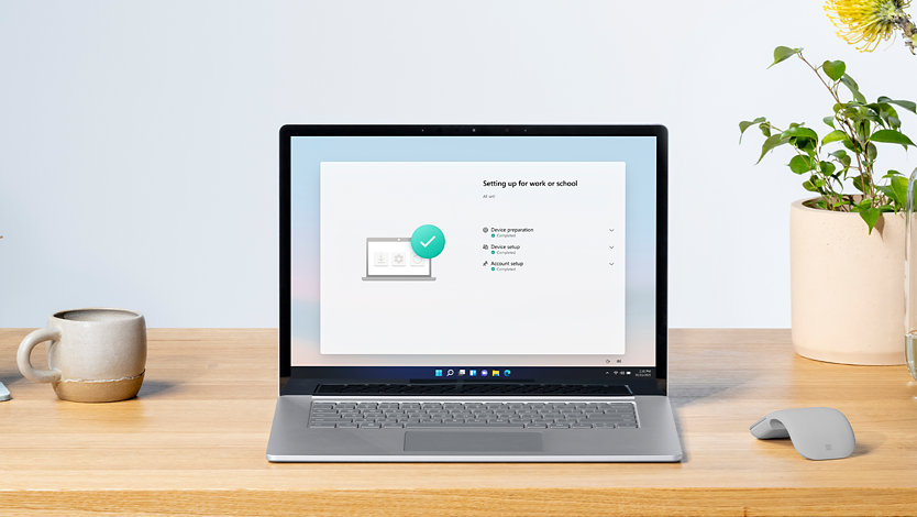 The setup screen on a Surface for Business device.