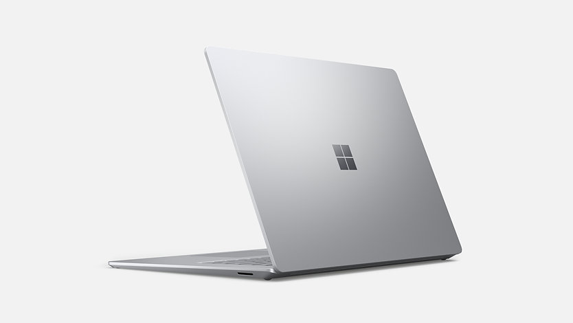 Platinum Surface Laptop 4 from behind.