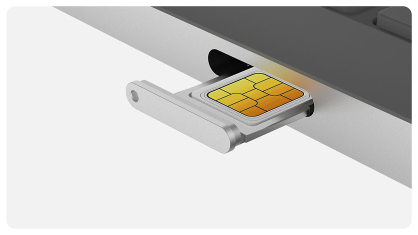 A close-up view shows the NanoSIM port on the 13.8-inch Surface Laptop for Business with 5G. 