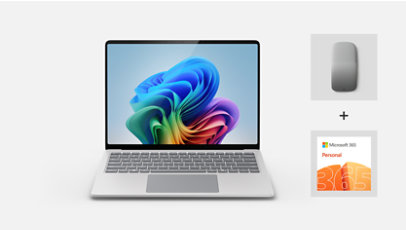 A Surface Laptop Copilot+ PC bundle with Surface Arc Mouse and Microsoft 365.