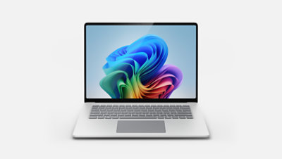 A Surface laptop in the color platinum.