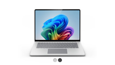 A Surface Laptop, Copilot+ PC, 15-inch, which comes in the colors Platinum and Black.