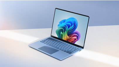 A Surface Laptop, 7th Edition, a Copilot+ PC, in the colour Sapphire.