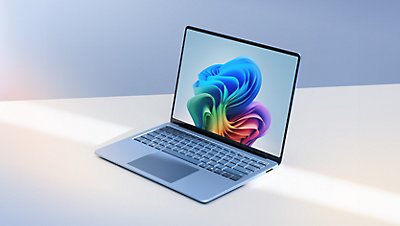 A Surface Laptop, 7th Edition, a Copilot+ PC, in the color Sapphire.