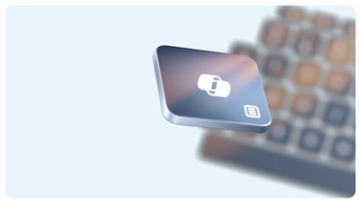 Surface キーボードの Copilot キーのクローズアップ。