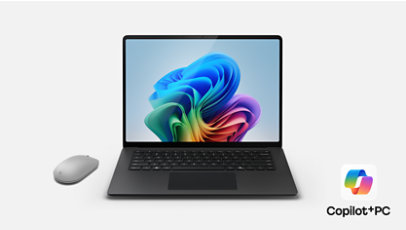 15 inch Surface laptop Black, Surface mouse with Copilot PC logo in bottom right corner 