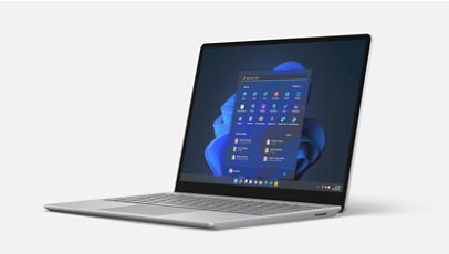 Vista en ángulo de Surface Laptop Go 2 para empresas.