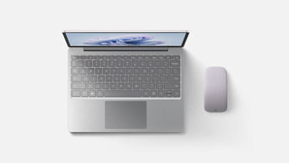 A Surface Laptop Go 3 and a Microsoft Arc Mouse.