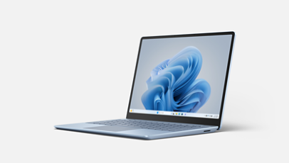 A Surface Laptop Go 3 in Ice Blue.