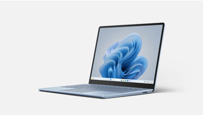 A Surface Laptop Go 3 in Ice Blue.