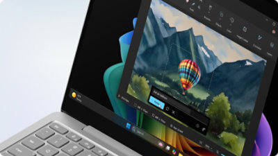 A close-up view of the display of a Surface Laptop for Business.
