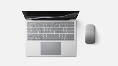 A new Surface Laptop and Surface Arc Mouse, both in the color Platinum.