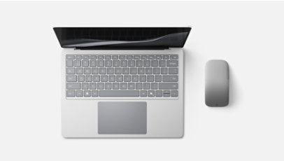 A new Surface Laptop and Surface Arc Mouse, both in the color Platinum.