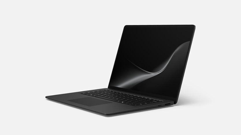 An angled 15-inch Surface Laptop in the color Black. 
