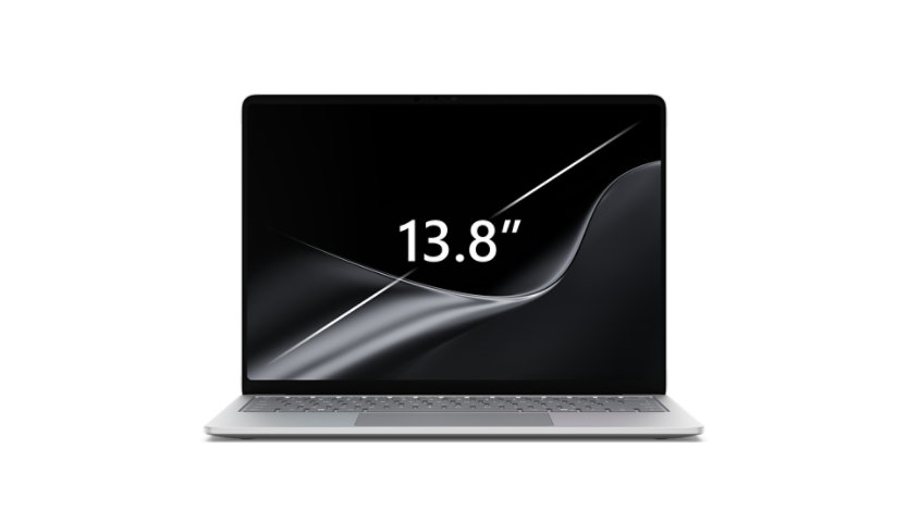 A 13.8-inch Surface Laptop in the colour Platinum.