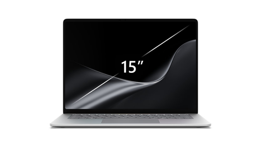 A 15-inch Surface Laptop in the colour Platinum.