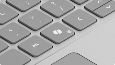 Vista aproximada do teclado de um Surface Laptop.