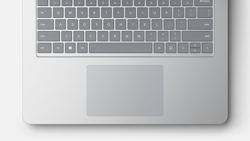 Une vue d’en haut du pavé tactile haptique de précision du Surface Laptop Studio 2 pour les entreprises. 