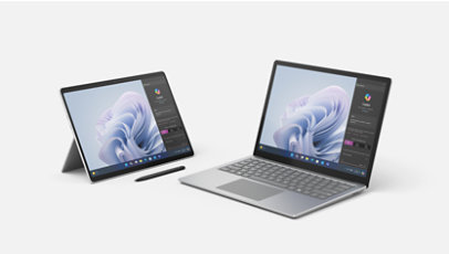 Rendering della famiglia Surface for Business con Surface Pro 10 su supporto, Surface Slim Pen 2 e Surface Laptop 6.