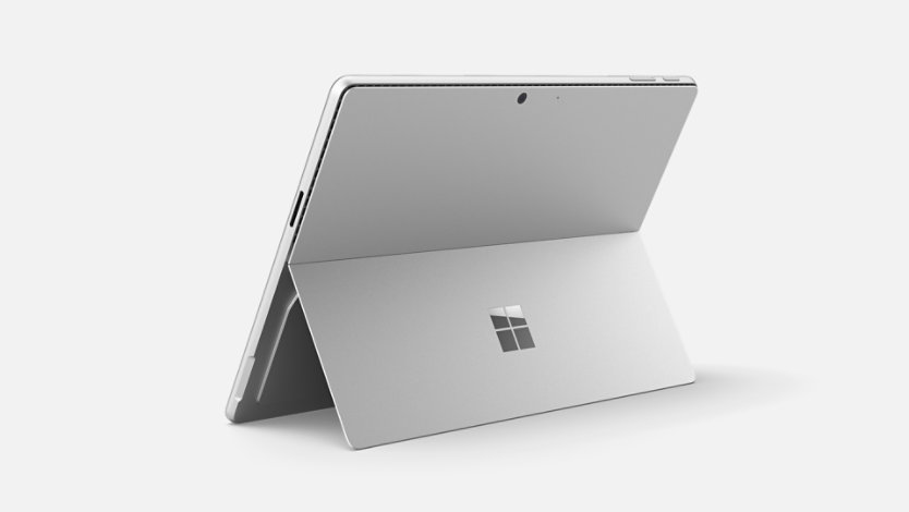 A back-side view of a Surface Pro for Business, 13-inch (12th Edition) | Intel with the built-in kickstand engaged. 