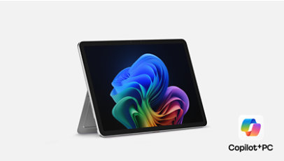 A Surface Pro, Copilot+ PC, 12-inch in the color Platinum.
