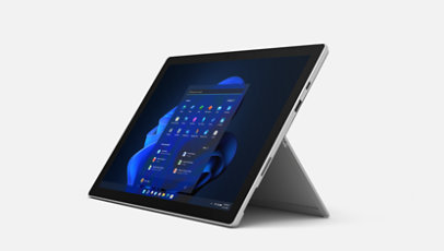 Ansicht eines Surface Pro 7+ for Business aus schrägem Winkel.