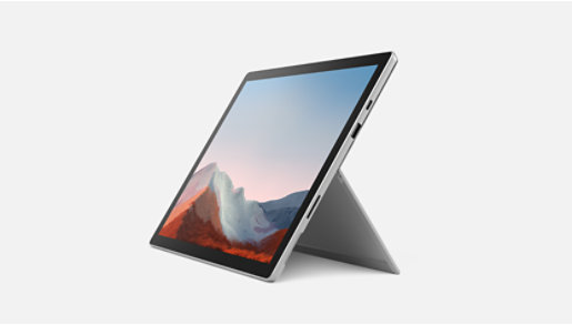 Surface Pro 7+ aus schrägem Winkel
