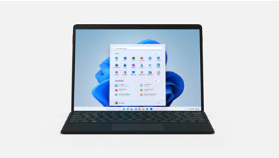 Surface Pro 8 shown straight on with Windows 11.