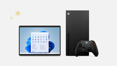 A Surface Pro 8 and an X Box Series X.