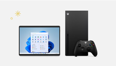 A Surface Pro 8 and an X Box Series X.