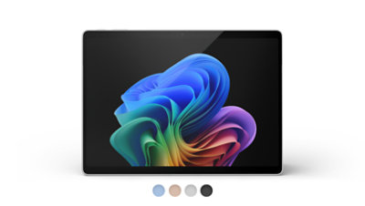 A Surface Pro, Copilot+ PC, 13-inch, which comes in the colours Sapphire, Dune, Platinum, and Black.
