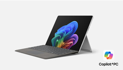 Hoekaanzicht van de Surface Pro voor zakelijk gebruik.