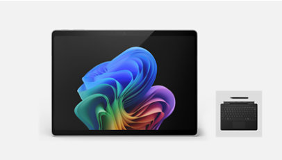 Une Surface Pro Copilot Plus PC avec un clavier Surface Pro et stylet Slim Pen.